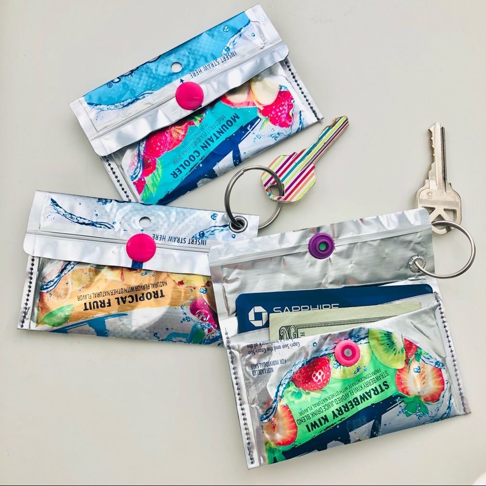 Recycled Capri Sun Kool Aid Wallet with key ring